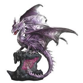 18"H LED Dragon on Rock Figurine Home Decor Gift