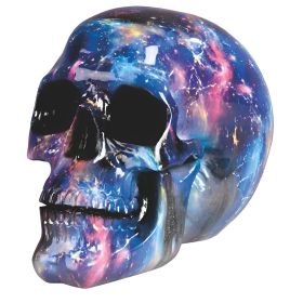 7"W Blue Cosmic Print Skull Figurine Home Decor Gift