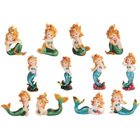 12-PC Set Mini Mermaid with Different Poses 2"H Figurine Home Decor Gift