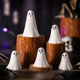 5 Pcs Halloween Ghost Figurine Resin Ghost Sculpture Statue Cute Halloween Decorations Spooky Tiered Tray Decor for Indoor Home Table Centerpiece