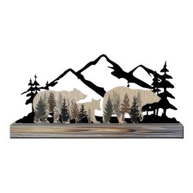 16"W Bear Mountain Scene Table Top Home Decor Gift