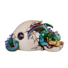 5.5"W Colorful Dragon Baby Hatchling in Egg Figurine Home Decor Gift