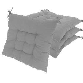 4Pcs Chair Cushion Pads Pillow 17.72x17.72x2.37in Soft Tie On Square Sitting Mats For Home Office Car Sitting Travel (Option: Standard-Grey)