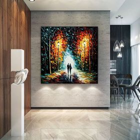 Hand Painted Oil Painting Original Romantic Cityscape Oil Painting On Canvas Large Wall Art Abstract Colorful Forest Painting Custom Tree Paintin (Style: 1, size: 150x150cm)
