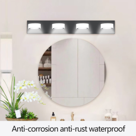 LED Modern Black 4 Light Vanity Light Fixture Mirror Bathroom Wall Light Unavailable Platforms- Temu (Color: Black)